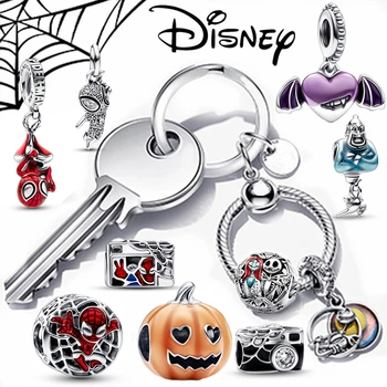 925 Ayar Gümüş Moment Anahtarlık Küçük çanta uğuru Tutucu Fit Orijinal Marka Disney Örümcek Charm Kadınlar Takı Yapımı için Hediye