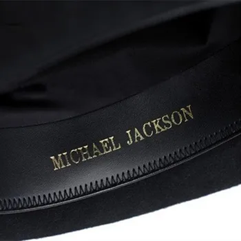 Yüksek kaliteli yün şapka yün 1: 1 Michael Jackson konser dans şapka klasik siyah geniş şapka caz ağız şövalye şapka peruk