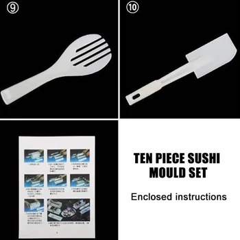 10 adet / takım Onigiri Yapma Araçları Mutfak Bento Suşi Kalıpları DIY Yapımı İçin Pirinç Topu Şablonlar Taşınabilir Mutfak Pirinç rulo makinesi Kiti 0