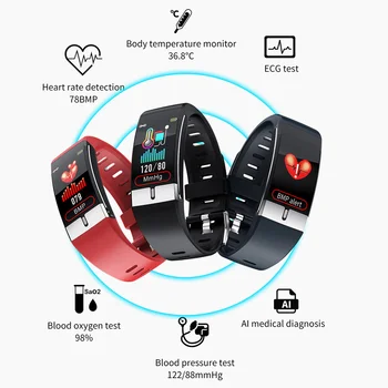 Xiaomi Erkekler Akıllı izle Vücut Sıcaklığı EKG PPG Kalp Hızı Kan Basıncı / Oksijen Spor İzci Bilezik Kadın Spor SmartWatch 5