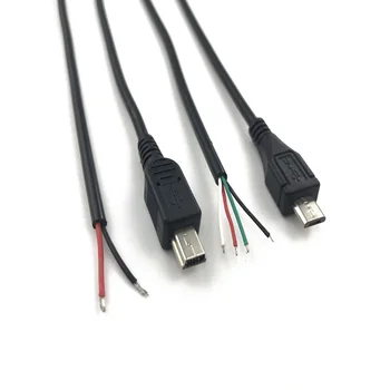 1 adet Mikro Mini USB Erkek Jack Güç Kablosu 5Pin Siyah Şarj Veri İletim Konnektörü ile 1 metre Tel