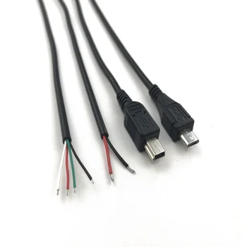 1 adet Mikro Mini USB Erkek Jack Güç Kablosu 5Pin Siyah Şarj Veri İletim Konnektörü ile 1 metre Tel 2