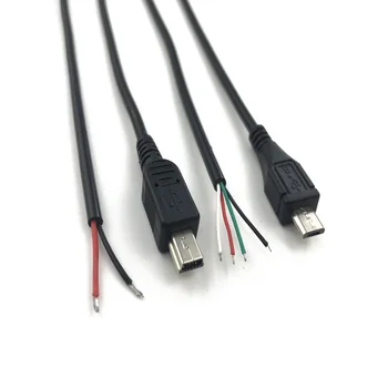 1 adet Mikro Mini USB Erkek Jack Güç Kablosu 5Pin Siyah Şarj Veri İletim Konnektörü ile 1 metre Tel 4