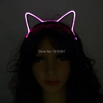Kedi kulaklar Şekilli LED parlayan saç bandı Yanıp Sönen fonksiyonu ile Gece Kulübü gösterisi Kafa Bandı glow sahne sevgililer günü hediyesi olarak kızlar için 3