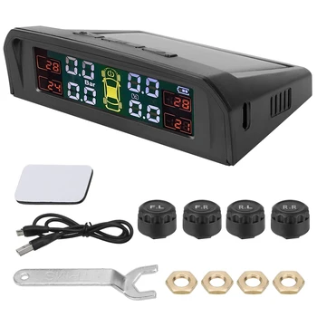Oto Alarm Aracı USB veya Güneş Şarj TPMS Araba lastik basınç alarmı Monitör Sistemi HD Dijital lcd ekran