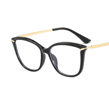 2022 Lüks Marka Bayanlar Kedi Göz Gözlük Kadın Retro Siyah Gözlük Çerçevesi Şeffaf Lensler Anti Mavi ışık Gözlük Oculos De Gri