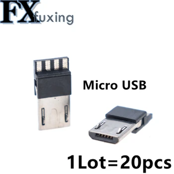 20 Adet 4 Pin mikro USB Konektörü Jakı Kuyruk USB Fişi Soket Terminalleri Erkek Konnektörler Mikro 5P Mikrofon Erkek Lehimli Android 1