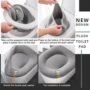 Dolum Sıcak Peluş Tuvalet klozet kapağı Closestool Mat 1 Adet Yıkanabilir Banyo Aksesuarları Örgü Saf Renk Yumuşak Ped Bide Kapak 1