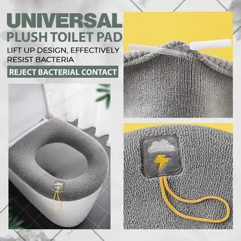 Dolum Sıcak Peluş Tuvalet klozet kapağı Closestool Mat 1 Adet Yıkanabilir Banyo Aksesuarları Örgü Saf Renk Yumuşak Ped Bide Kapak 5