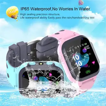 S1 çocuklar akıllı saat Sım kart çağrı Smartphone ile ışık dokunmatik ekran su geçirmez spor saatler çocuklar için ingilizce sürüm 0