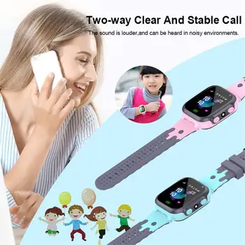 S1 çocuklar akıllı saat Sım kart çağrı Smartphone ile ışık dokunmatik ekran su geçirmez spor saatler çocuklar için ingilizce sürüm 1