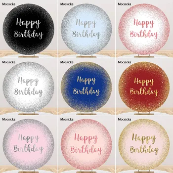 Yetişkin Glitter Doğum Günü Pastası Smash Zemin Parlak Çocuk Mutlu Doğum Günü Partisi Arka Plan Süslemeleri Daire Kapak Fotoğraf Çekimi