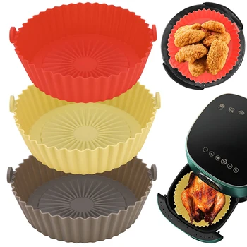 Airfryer Silikon Sepet Hava Fritöz Tepsi Liner Pizza Pot Bakeware Aksesuarları Pişirme Mat Kullanımlık Yapışmaz Tavalar Mutfak Alet