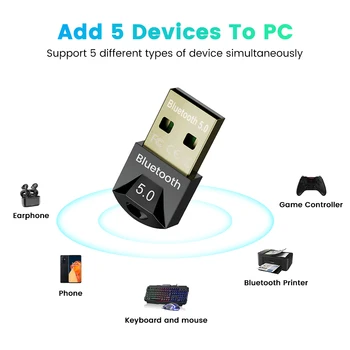 CMAOS USB Bluetooth 5.0 5.1 Bluetooth Adaptörü Alıcı 5.0 Bluetooth Dongle 5.0 4.0 Adaptörü PC Laptop için 5.0 BT Verici