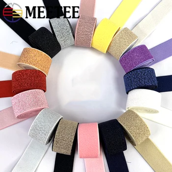 2/5/10 Metre Meetee 25-50mm Renkli İpek Naylon Elastik Bant Polyester Dokuma Kemer Şerit DIY Konfeksiyon Çanta Dikiş Aksesuarları