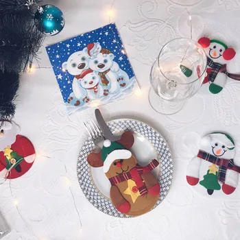 4 adet Noel Süslemeleri Noel Baba Mutfak Sofra Tutucu Çanta Noel Partisi Çatal Cepler Yeni Yıl yılbaşı dekoru ev için