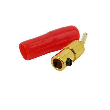4 Adet 2mm Altın Kaplama Bakır Muz Fiş Hoparlör Ses Tel Kablo Konnektör Adaptörü Bükülmüş Pin Fişler Kırmızı ve Siyah