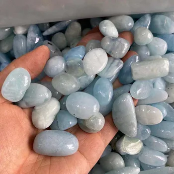 Doğal Akuamarin Eskitme Taş Cilalı gök mavisi şifa taş kristal dekorasyon için