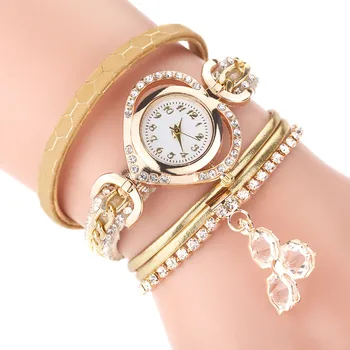 Moda Kadın Kalp suni elmas zincir İzle Kızlar kadın bileziği kol saati Bling Kare İzle altın damla Nakliye 2