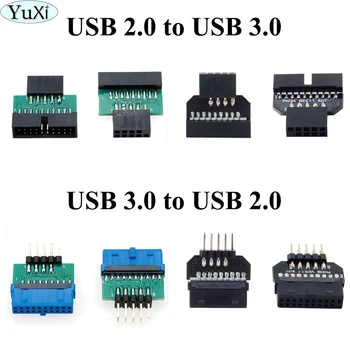 YuXi USB3. 0 19 PİN 20 pin dişi USB2. 0 9 pin erkek adaptör USB 3.0 19 / 20Pin USB 2.0 9PİN dönüştürücü adaptör Şasi Ön