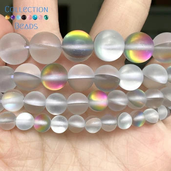 Doğal Donuk Lehçe Renkli Aytaşı Kristal Glitter Spacer Yuvarlak Boncuk Takı Yapımı İçin 6-12mm DIY bilezikler Aksesuarları