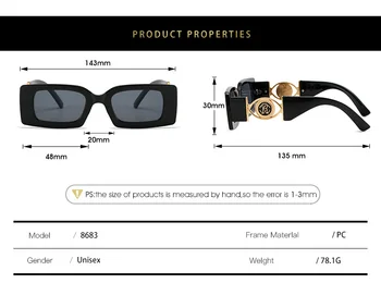 Sıcak Kare Çerçeve Güneş Kadınlar 2022 Lüks Marka Tasarımcısı Retro Degrade güneş gözlüğü Erkekler Siyah Gözlük Shades Kadınlar için 4