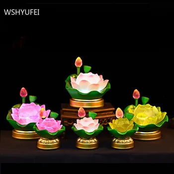 Budist Led Renkli Sır Lotus Lamba Parlaklık Ayarlanabilir Buda Lambaları Budist Salonu Tapınak Malzemeleri Ev Dekorasyon
