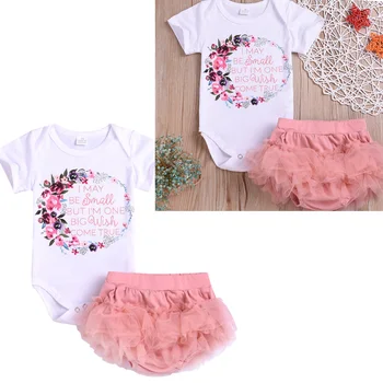 Bebek Kız Yaz Giyim Takım Elbise Çiçek Tutu Dantel Etekler + Üstleri Doğum Günü Yeni Yıl Yenidoğan Kız Giyim Bebek yaz kıyafetleri 0