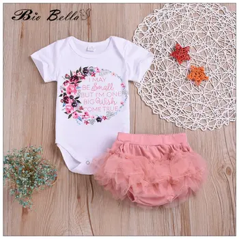 Bebek Kız Yaz Giyim Takım Elbise Çiçek Tutu Dantel Etekler + Üstleri Doğum Günü Yeni Yıl Yenidoğan Kız Giyim Bebek yaz kıyafetleri 1