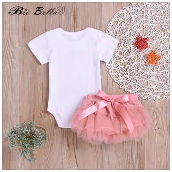 Bebek Kız Yaz Giyim Takım Elbise Çiçek Tutu Dantel Etekler + Üstleri Doğum Günü Yeni Yıl Yenidoğan Kız Giyim Bebek yaz kıyafetleri 3