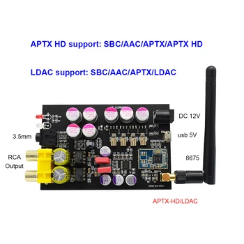 Lusya PCM5102A ES9018 DAC Çözme CSR8675 Bluetooth 5.0 Kablosuz Alıcı APTX HD/LDAC 3.5 mm RCA Çıkışı 24bıt Anten İle 2