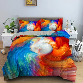 3D baskılı yatak seti Lüks Nevresim Yastık Kılıfı Nevresim Kraliçe Kral Yatak Yıldızlı Gökyüzü Desen Yorgan Kapağı
