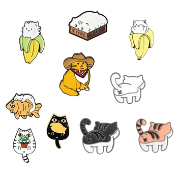Sevimli Karikatür Kediler Emaye Pimleri Güzel Broş Çanta Yaka Pin Sırt Çantası Rozeti Zarif Küçük Hediye Arkadaşlar için Kedi Severler Özel