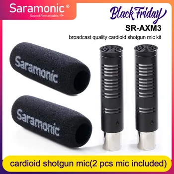 Saramonic SR-AXM3 Çift Mikrofon Seti Yayın Kardioid XLR Av Tüfeği Mikrofon Seti ve Ön Cam DSLR Kamera Kamera için