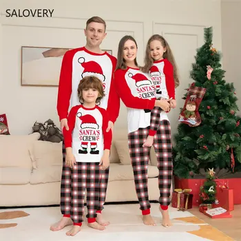 Noel Aile Eşleştirme Kıyafetler Noel Baba Pijama Seti Annem ve ben Pijama Giysileri Üstleri + Pantolon Çizgili Baba Anne Çocuk 0