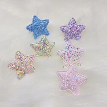 Toptan 120 adet/grup Çok Tarzı Glitter Parlak Taç Yastıklı Aplikler DIY Çocuk saç tokası Aksesuarları Yıldız Kalp Yamalar