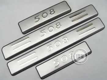 Yüksek kaliteli Paslanmaz Çelik sürtme plakası/kapı Eşik Kapı Eşik Pedalı Bienvenidos Peugeot 508 2011-2017 İçin ,araba-styling 4 adet / takım