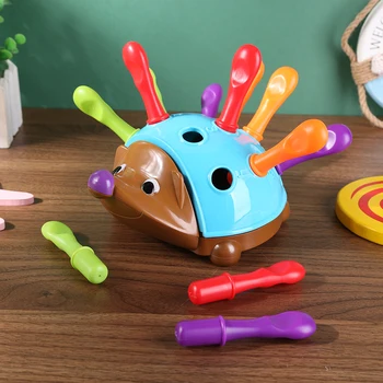 Montessori Takılı Eğitim Odaklı çocuk İnce Motor El-Göz Koordinasyonu Mücadele Takılı Kirpi Bebek eğitici oyuncak 3