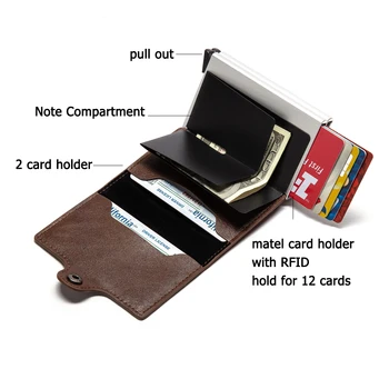 Bycobecy Yeni Kısa akıllı cüzdan Erkekler Için Iş RFID kart tutucu Kılıf Alüminyum Çift Kutu Küçük Moda Saf Çanta Para Çantası