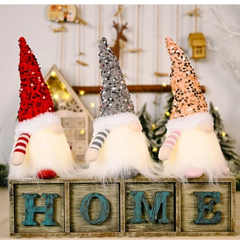 Noel dekorasyon Gnome LED ışıkları ile el yapımı Sequins isveç Tomte Santa Elf ışık Rudolph bebek noel ev dekoru