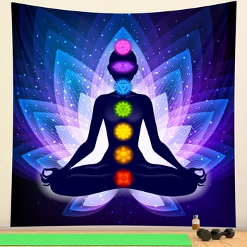 Hint Buda meditasyon çakra goblen duvar dekorasyon Mandala goblen büyücülük Bohemian Hippi ev dekorasyon yoga mat