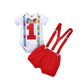 Erkek bebek tulum takımı Yürümeye Başlayan Çocuk Giysileri Çocuk Tulum 1st Doğum Günü Tulum Bebek Giyim Playsuits Bir Yıl Erkek Bebek Tulum 2