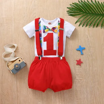 Erkek bebek tulum takımı Yürümeye Başlayan Çocuk Giysileri Çocuk Tulum 1st Doğum Günü Tulum Bebek Giyim Playsuits Bir Yıl Erkek Bebek Tulum 3