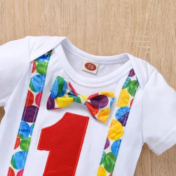 Erkek bebek tulum takımı Yürümeye Başlayan Çocuk Giysileri Çocuk Tulum 1st Doğum Günü Tulum Bebek Giyim Playsuits Bir Yıl Erkek Bebek Tulum 5