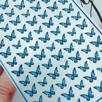 Mavi Kelebek ve Kırmızı Dudaklar Nail Art Sticker Kendinden Yapışkanlı Transferi Çıkartması 3D Kaymak DIY İpuçları Tırnak Dekorasyon Manikür Paketi