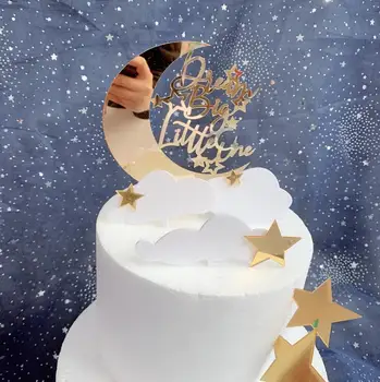 Kek Topper Akrilik Altın Ay Yıldız bulutlar Kek Bayrağı Dekorasyon Yıldönümü Doğum Günü Partisi Dekorasyon Düğün Suppllier