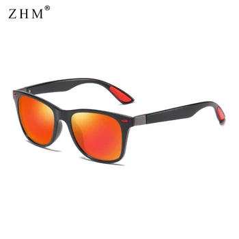ZHM MARKA tasarım Klasik Polarize Balıkçılık Güneş Gözlüğü Erkek Kadın Sürüş Kare çerçeve güneş gözlüğü Erkek Gözlüğü UV400 Oculos De Sol 4
