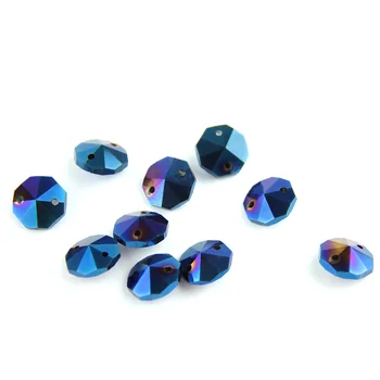 Mavi ışık 100 adet-2000 adet 14mm 2 Delik Kristal Cam Prizmalar Sekizgen Boncuk Lamba Avize Parçaları düğün Dekorasyon için