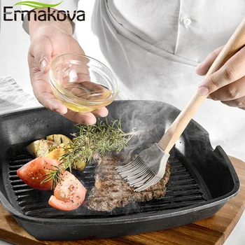 ERMAKOVA 3 adet / takım Ahşap Saplı Silikon Spatula pişirme seti Kek Krem Spatula Yağ Fırça Ahşap Saplı Silikon Pişirme Aracı 0