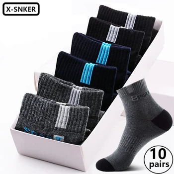 10 Pairs Yüksek Kaliteli Pamuk Nefes Deodorant Iş Erkek Tüp Çorap Sonbahar Ve İlkbahar Kış Artı Boyutu Toptan